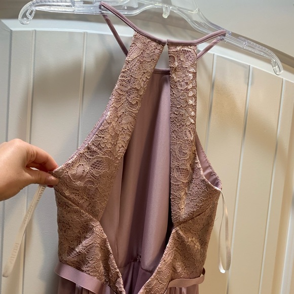 ROSE GOLD DAVIDS BRIDAL BRIDESMAIDS DRESS WITH OPEN BACK - Picture 4 of 7